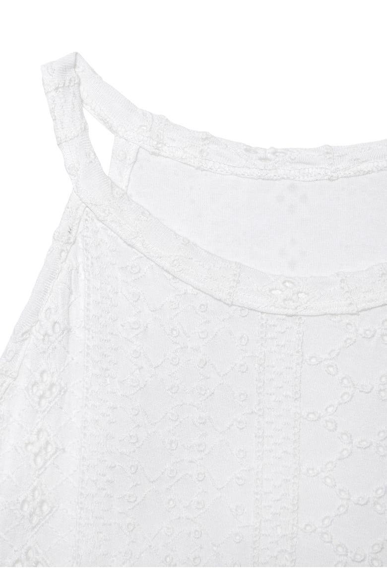 High Neck Eyelet Top, Alternate, color, White