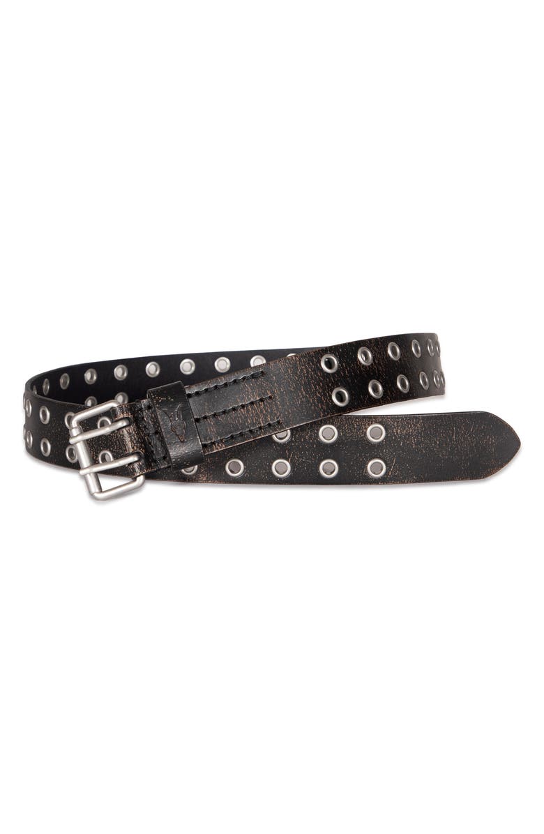 AllSaints Sturge Double Prong Leather Belt, Alternate, color, 