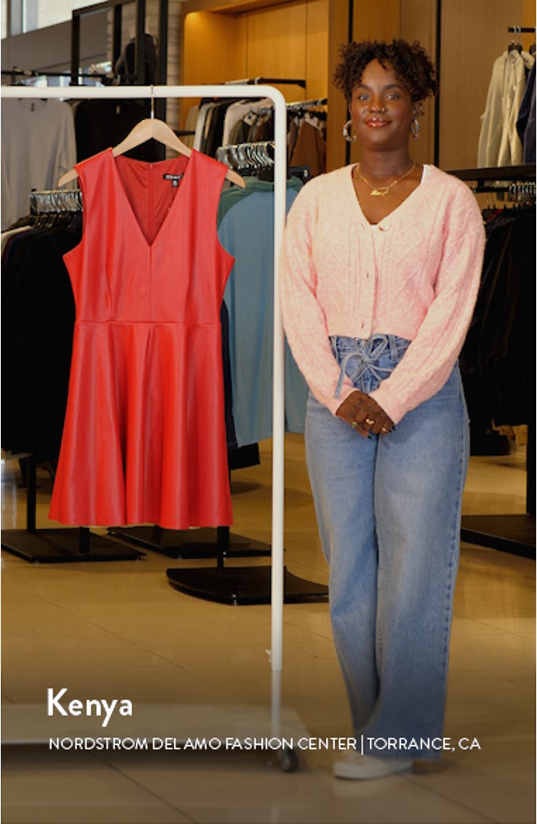 Pennie Faux Leather Fit & Flare Minidress, sales video thumbnail