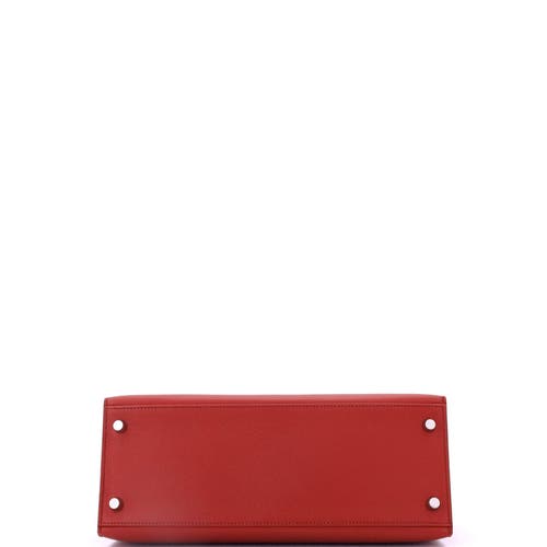Pre-owned Hermes  Hermes Kelly Handbag Red Epsom With Palladium Hardware 28 In Red