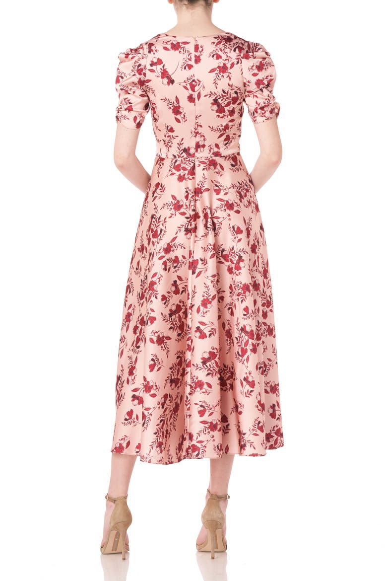 Printed Floral Midi Dress, Alternate, color, RED MULTI