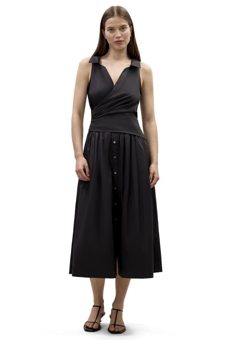 Isla Poplin Dress, Main, color, Black