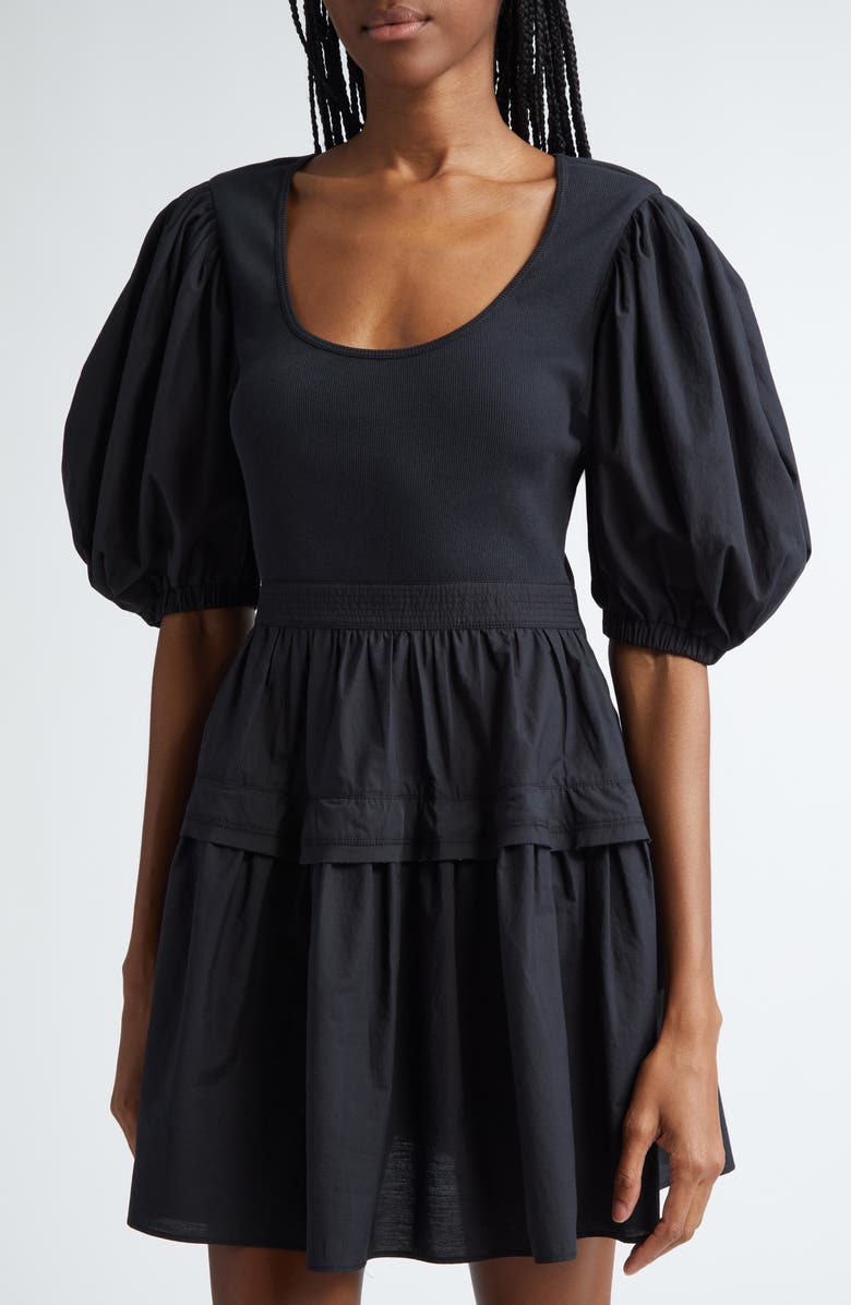 Ulla Johnson Tilda Mixed Media Minidress, Alternate, color, Noir