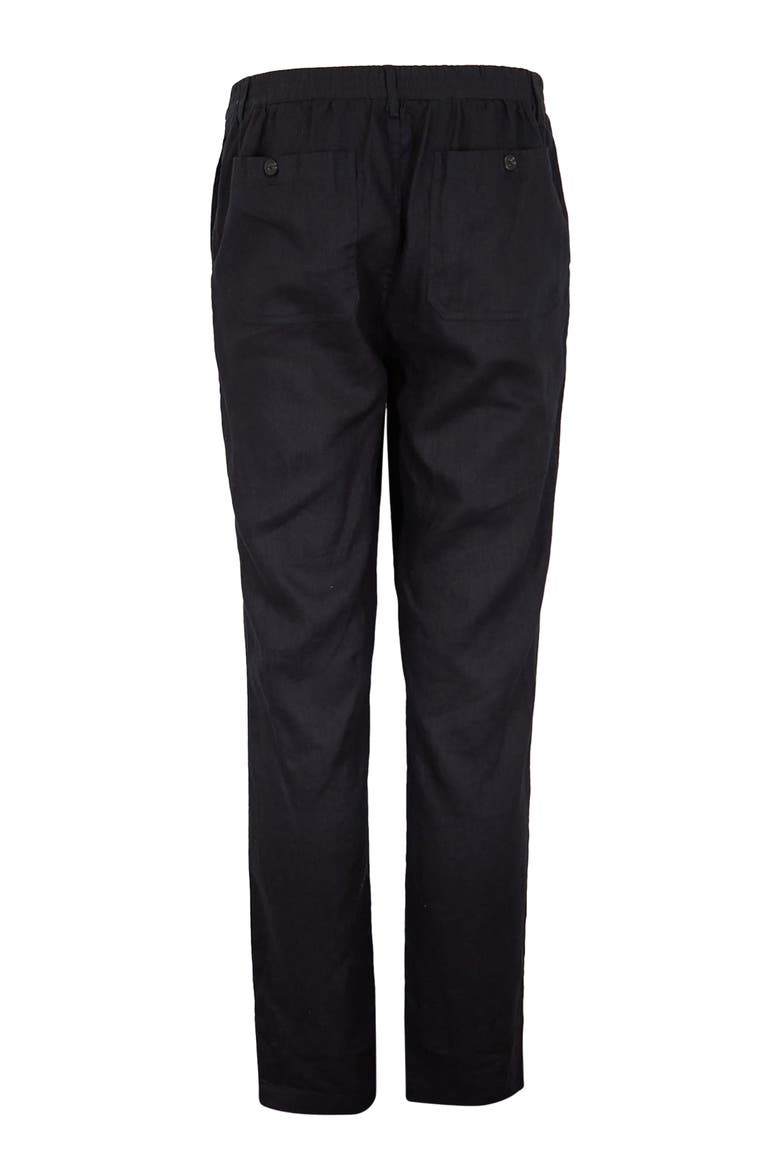 Solid Linen Drawstring Pant, Alternate, color, BLACK