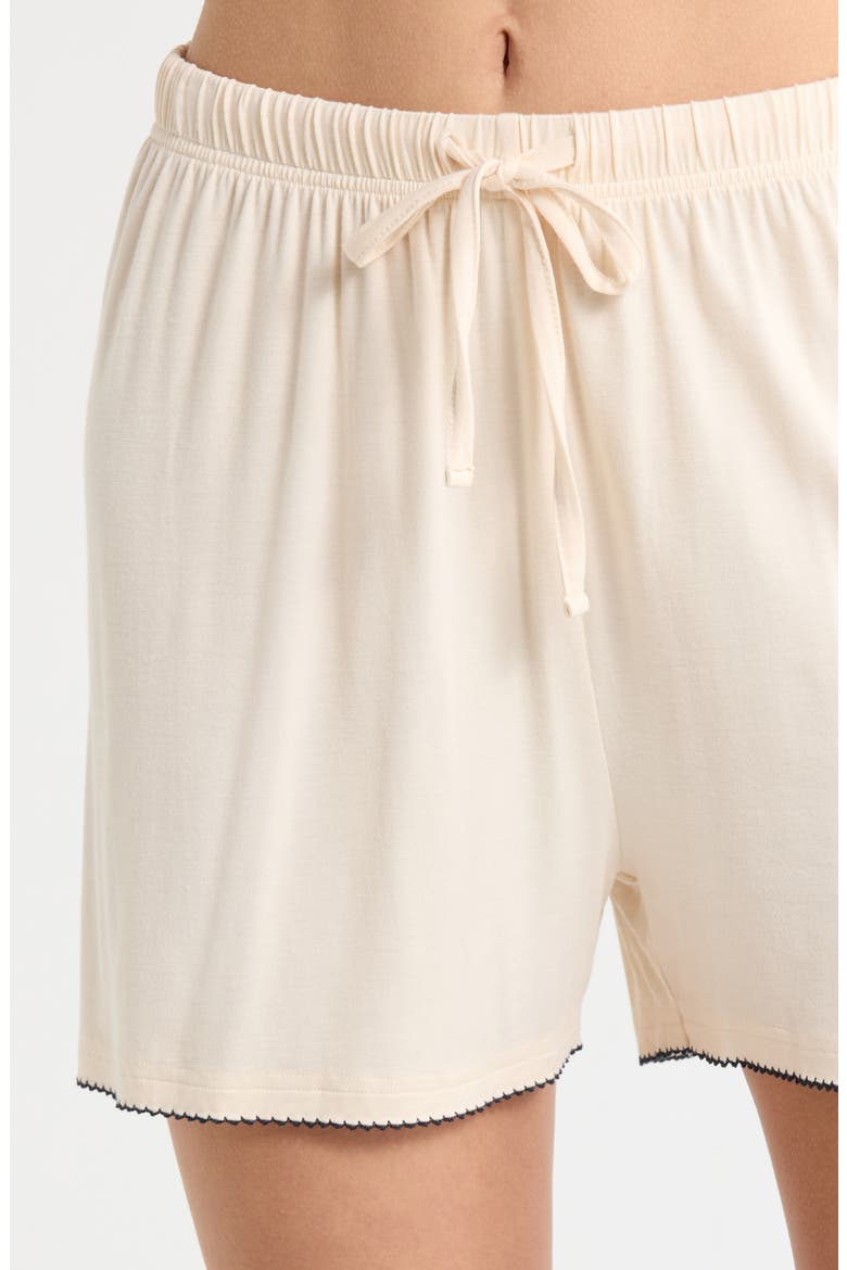 Scalloped Edge Short Pajamas, Alternate, color, CREAM/ BLUE COMBO
