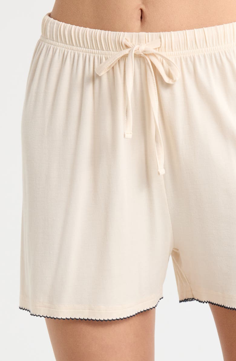 French Connection Scalloped Edge Short Pajamas, Alternate, color, Cream/ Blue Combo