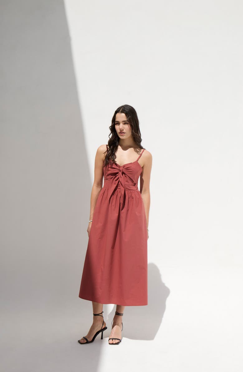 DELUC Padua Tie Bust Cotton Sundress, Alternate, color, Reddish Brown