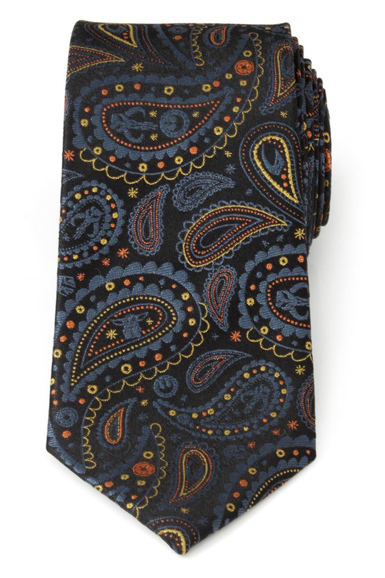 Star Wars™ Mandalorian Black Paisley Silk Tie, Main, color, MULTI