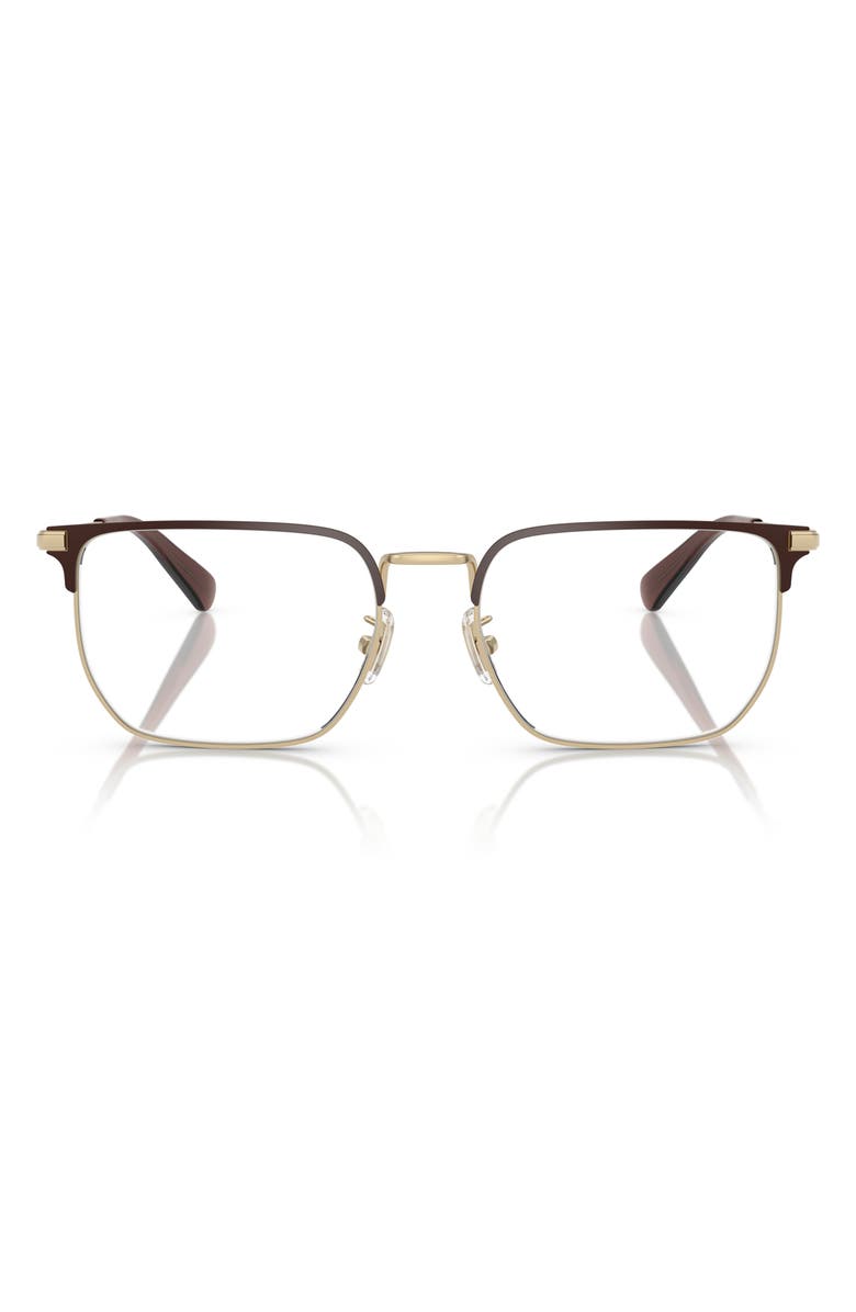 COACH 57mm Rectangular Optical Glasses, Main, color, Gold / Brown / Demo Lens