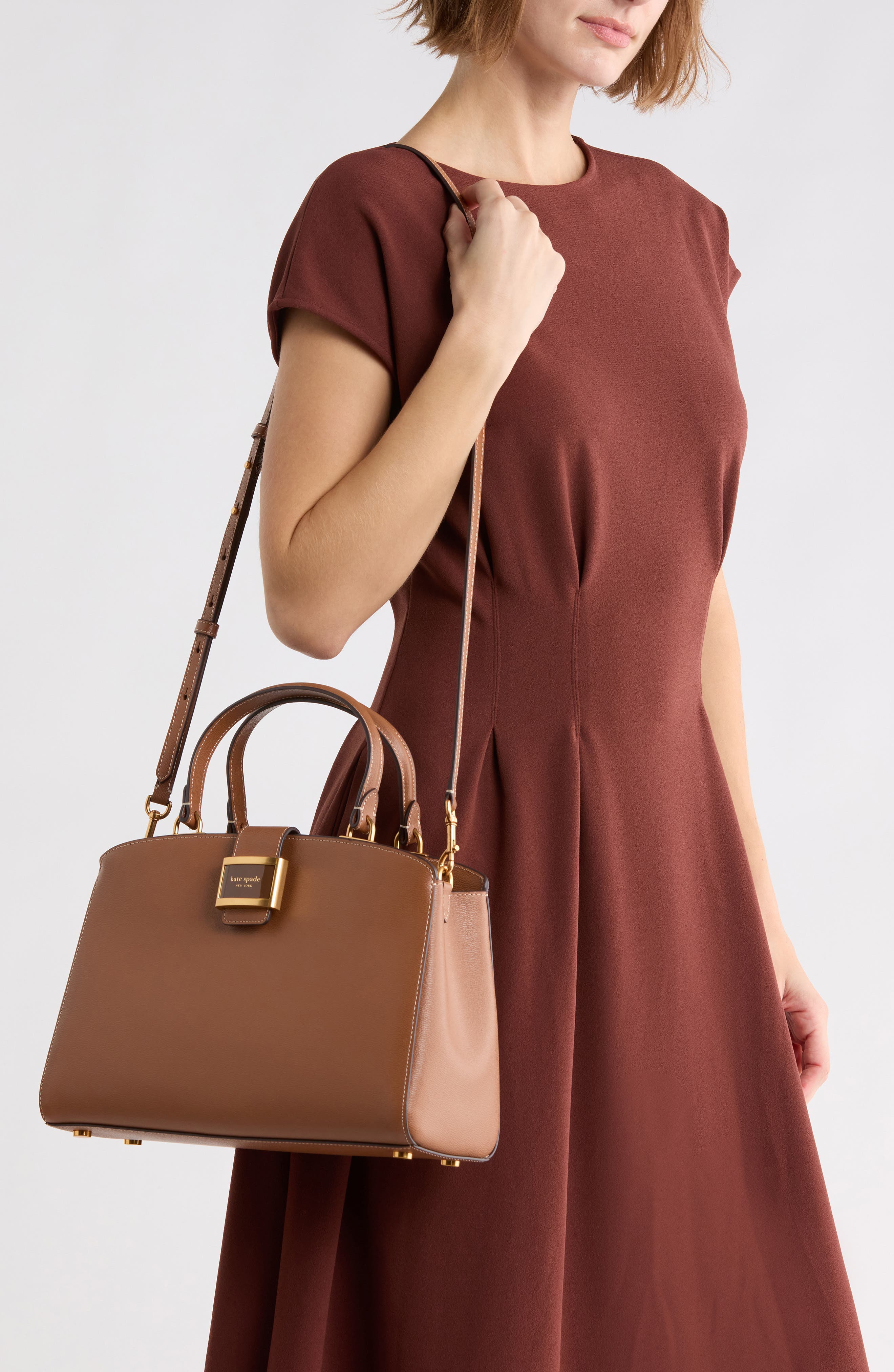 Katy Leather Satchel, Alternate, color, ALLSPICE CAKE