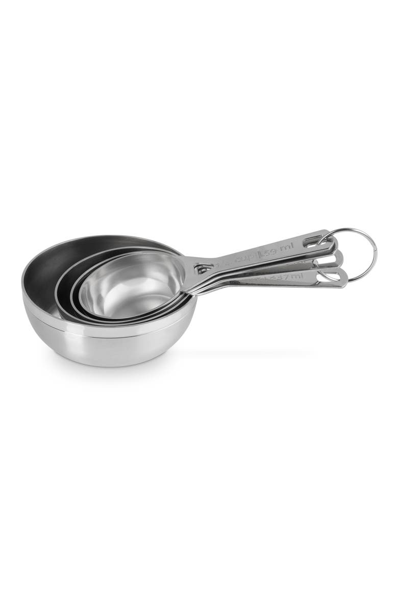 Set of 4 Measuring Cups, Alternate, color, SILVER