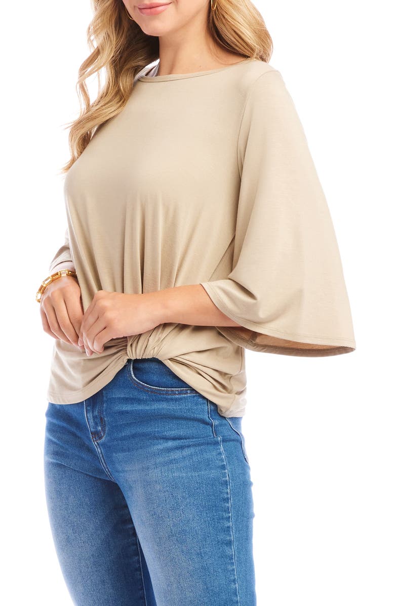 Karen Kane Flare Sleeve Twist Hem Jersey Top, Alternate, color,