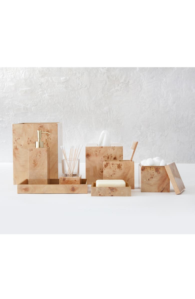 Kassatex Mesa Burl Wood Wastebasket, Alternate, color,