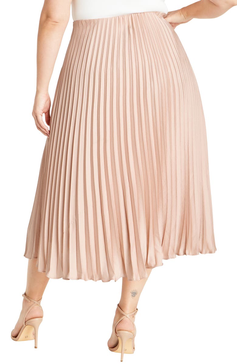 City Chic Selena Pleated Midi Skirt, Alternate, color, Rose Gold