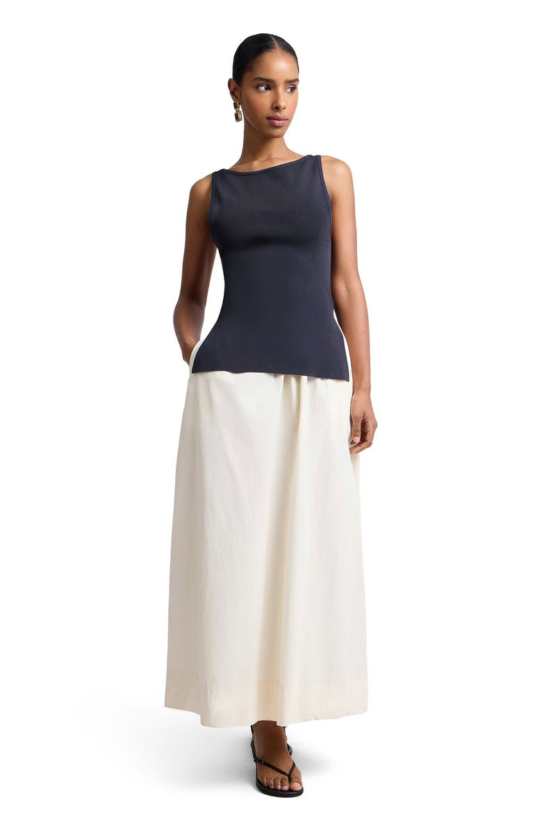 Onia Boatneck Mix Media Dress, Main, color, Black/Ivory