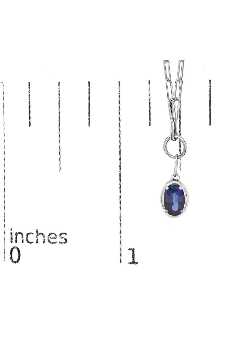Haus of Brilliance 10K White Gold Oval Blue Sapphire Solitaire Paperclip Pendant Necklace, Alternate, color, White
