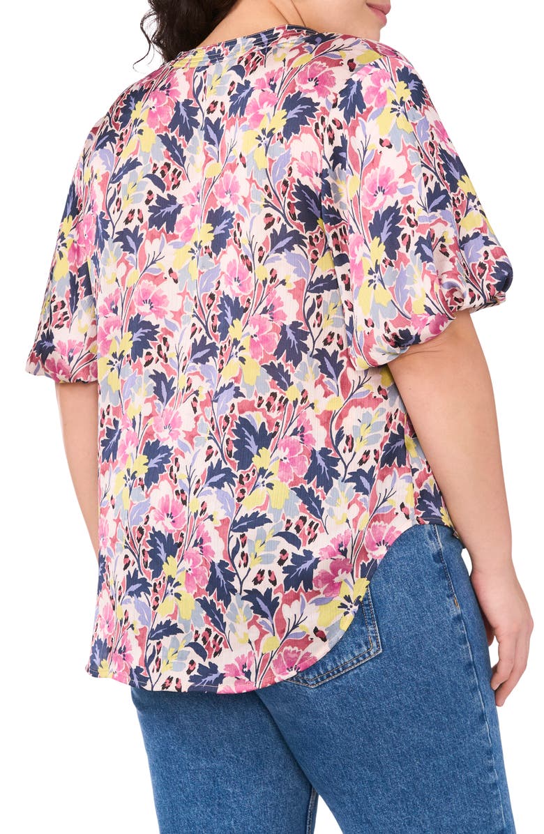 Vince Camuto Floral Print Puff Sleeve Top, Alternate, color,