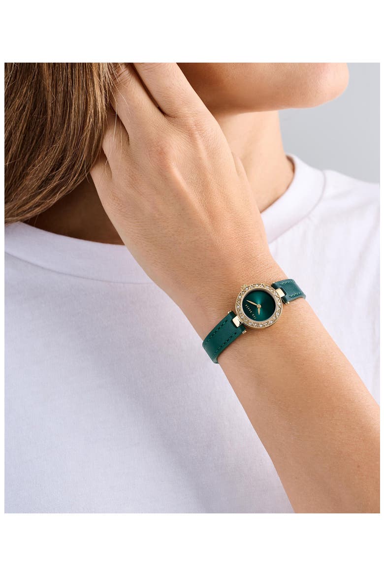 Jolyye Leather Strap Watch, 24mm, Alternate, color, GREEN