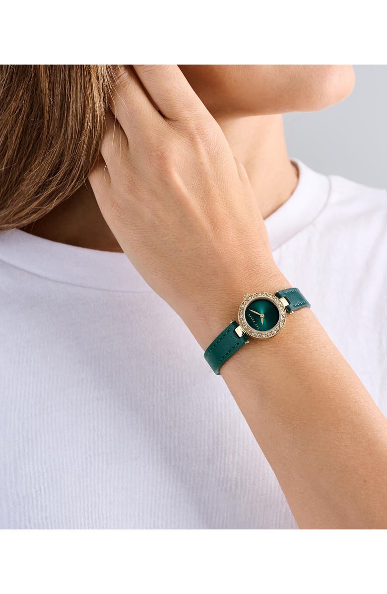 Ted Baker Jolyye Leather Strap Watch, 24mm, Alternate, color, Green