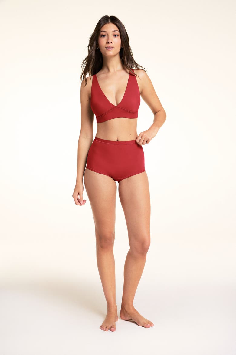Bliss Plunge Adjustable Bralette, Alternate, color, Ruby