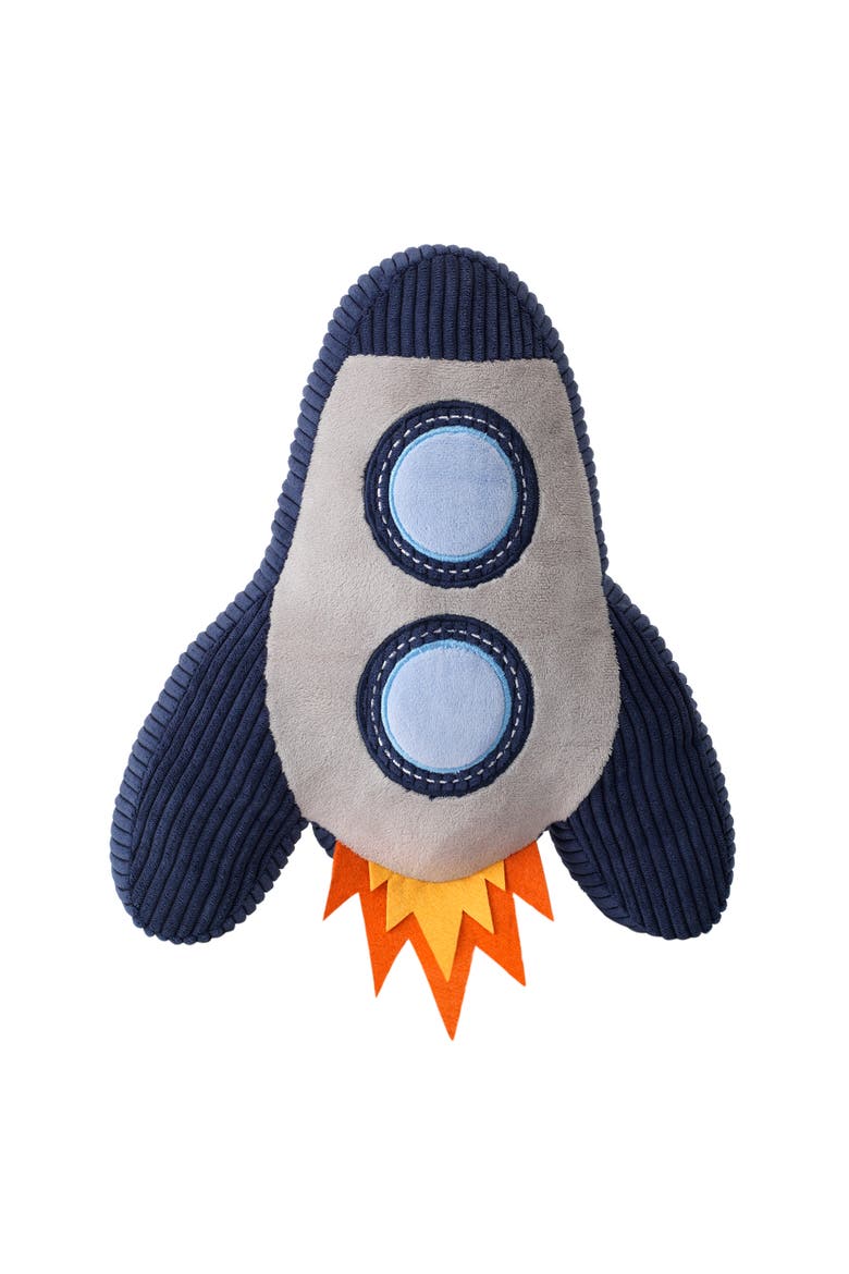 Milky Way Rocket Ship Nursery Throw Pillow Plush, Main, color, Blue