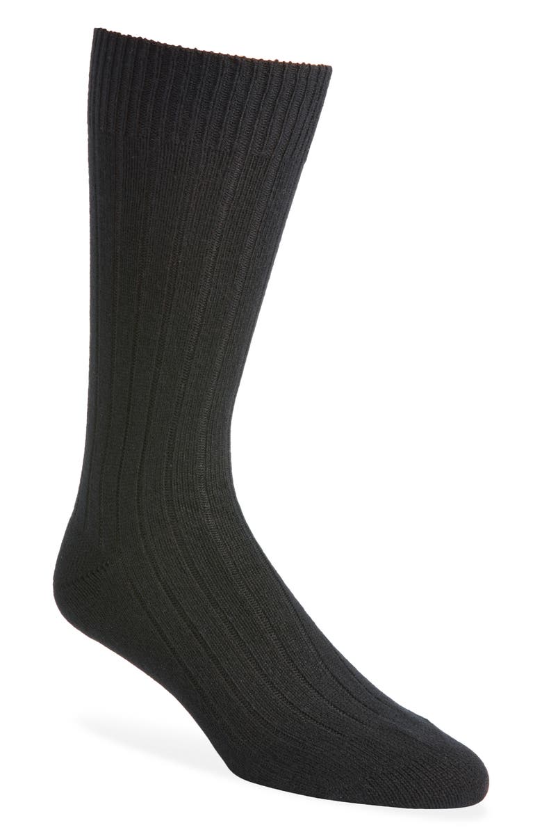 Pantherella Waddington Cashmere Blend Dress Socks, Alternate, color, Black