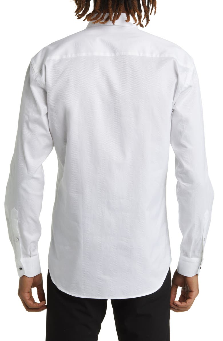 Maceoo Fibonacci Angled Lines Regular Fit Cotton Button-Up Shirt, Alternate, color, White