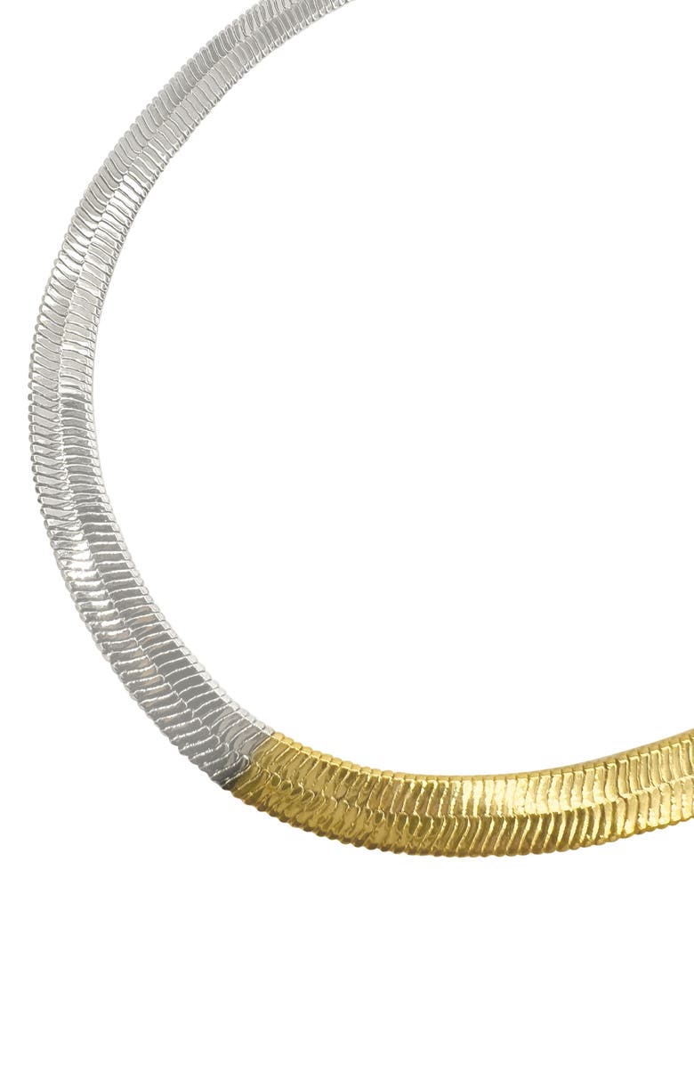 Adornia Water Resistant Two-Tone Herringbone Chain Necklace, Alternate, color,