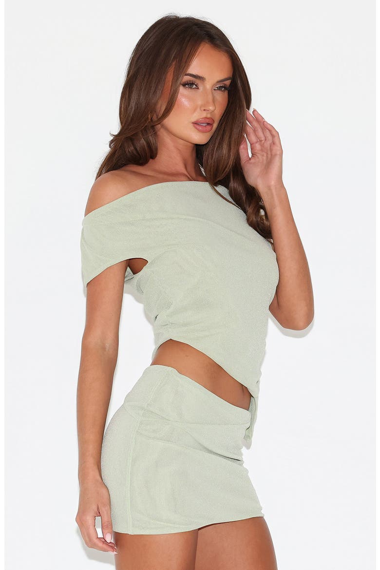 Cobi Asymmetric One-Shoulder Tank, Alternate, color, GREEN SAGE GLITTER
