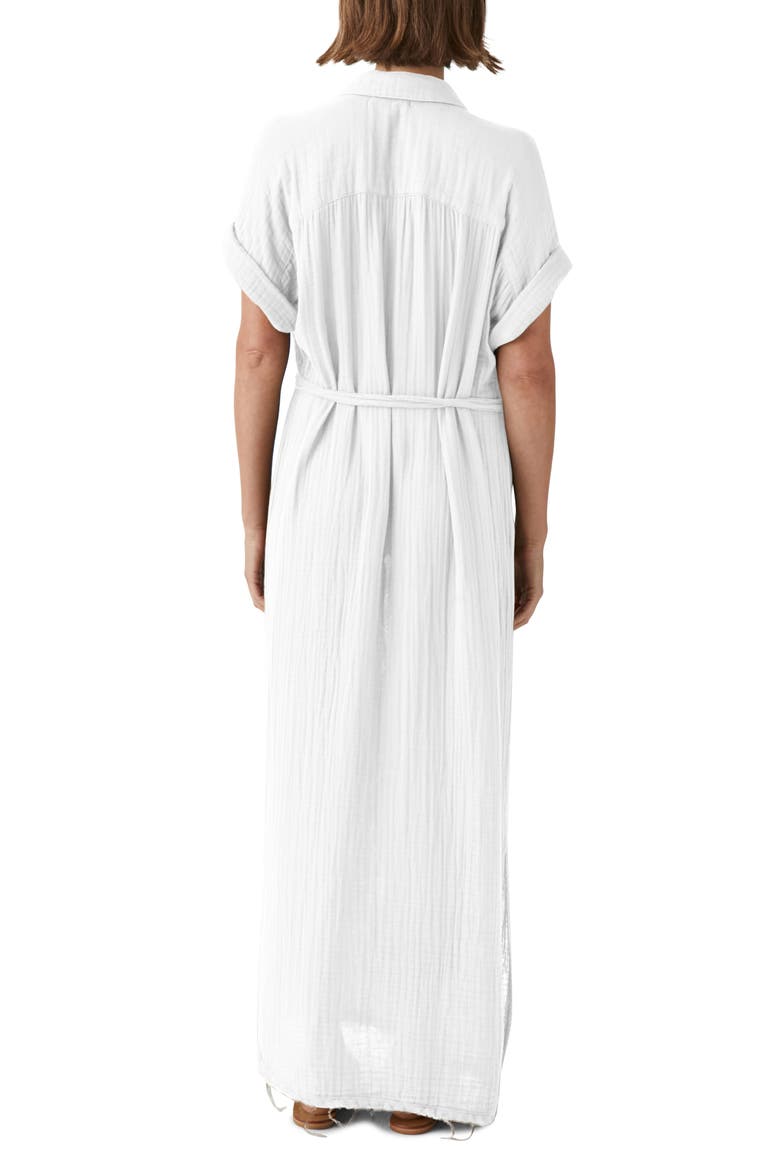 Allen Tie Waist Maxi Shirtdress, Alternate, color, WHITE