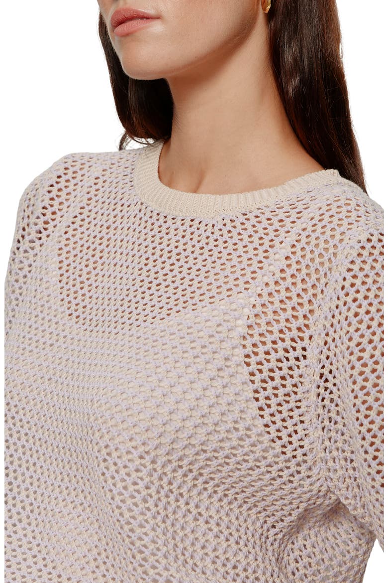 Open Stitch Short Sleeve Sweater, Alternate, color, PETAL PURPLE
