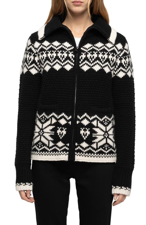 Gildas Pattern Front Zip Wool & Cashmere Cardigan