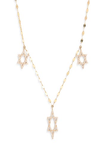 Lana 14k Gold Pavé Diamond Triple Star Of David Necklace In Gold
