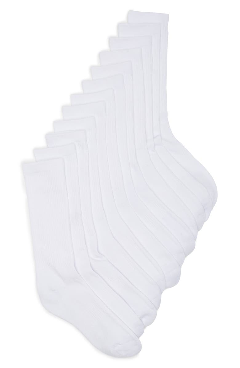 NORDSTROM RACK Everyday Cushioned 6-Pack Crew Socks, Main, color, White