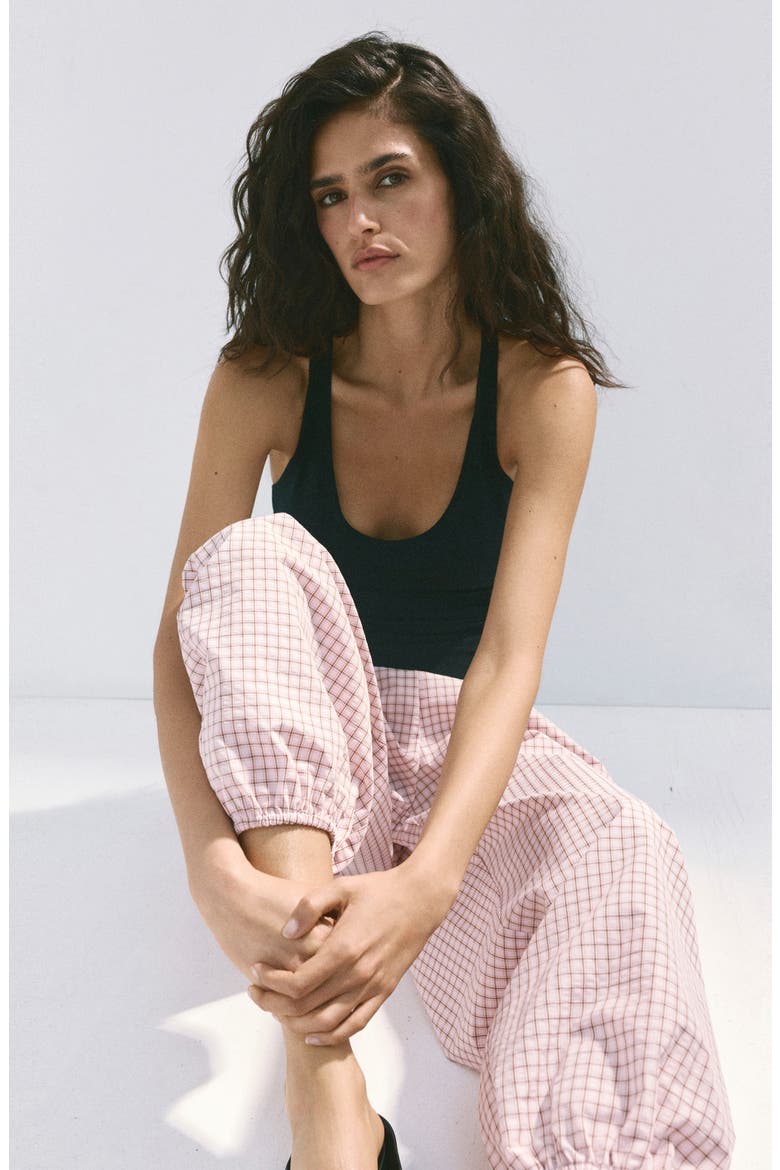 Checkered Slouchy Pants, Alternate, color, PASTEL PINK