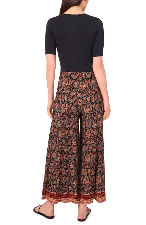 Vince Camuto Print Pull-on Wide Leg Pants In Brown