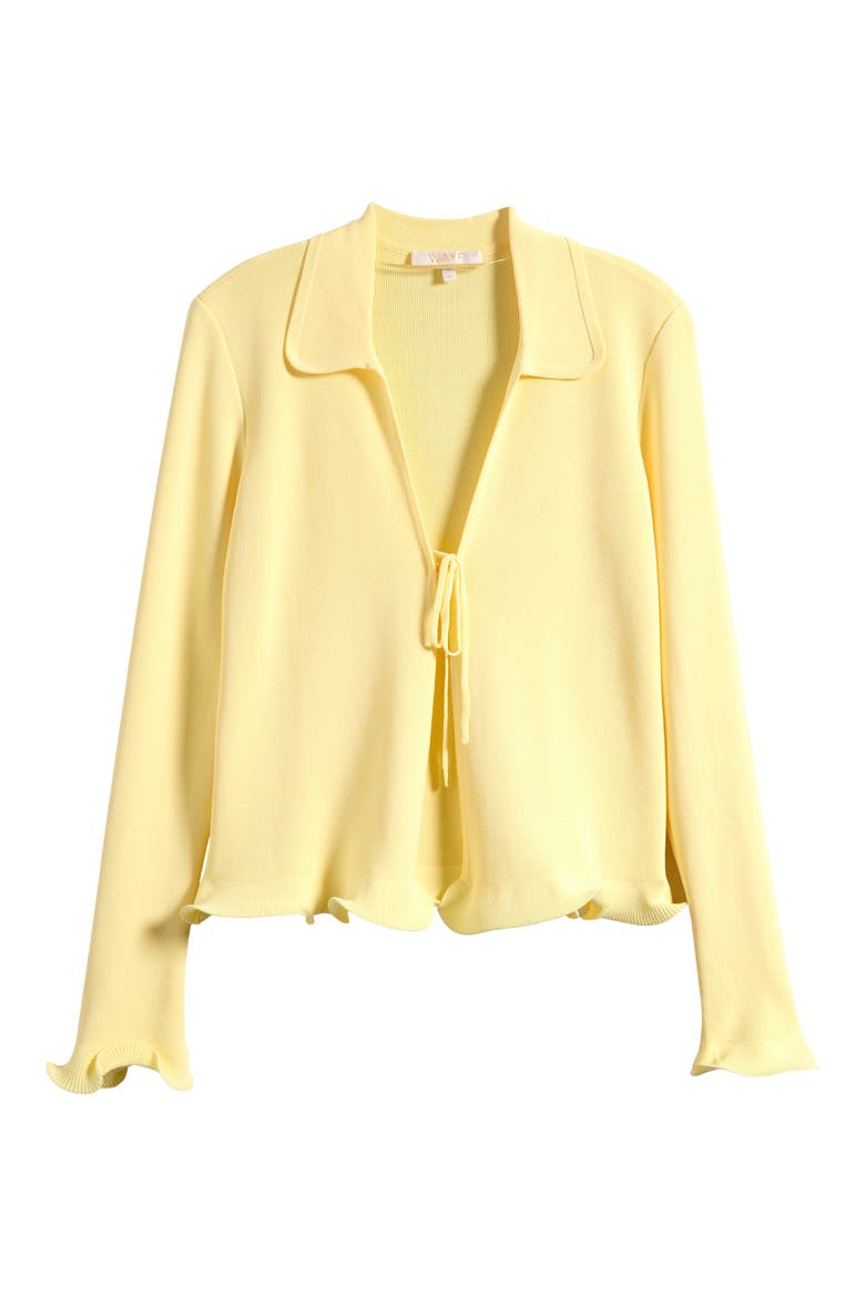 Isla Ruffle Tie Front Cardigan, Alternate, color, YELLOW