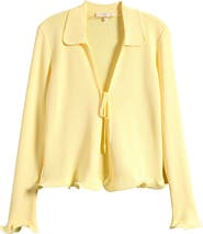 WAYF Isla Ruffle Tie Front Cardigan