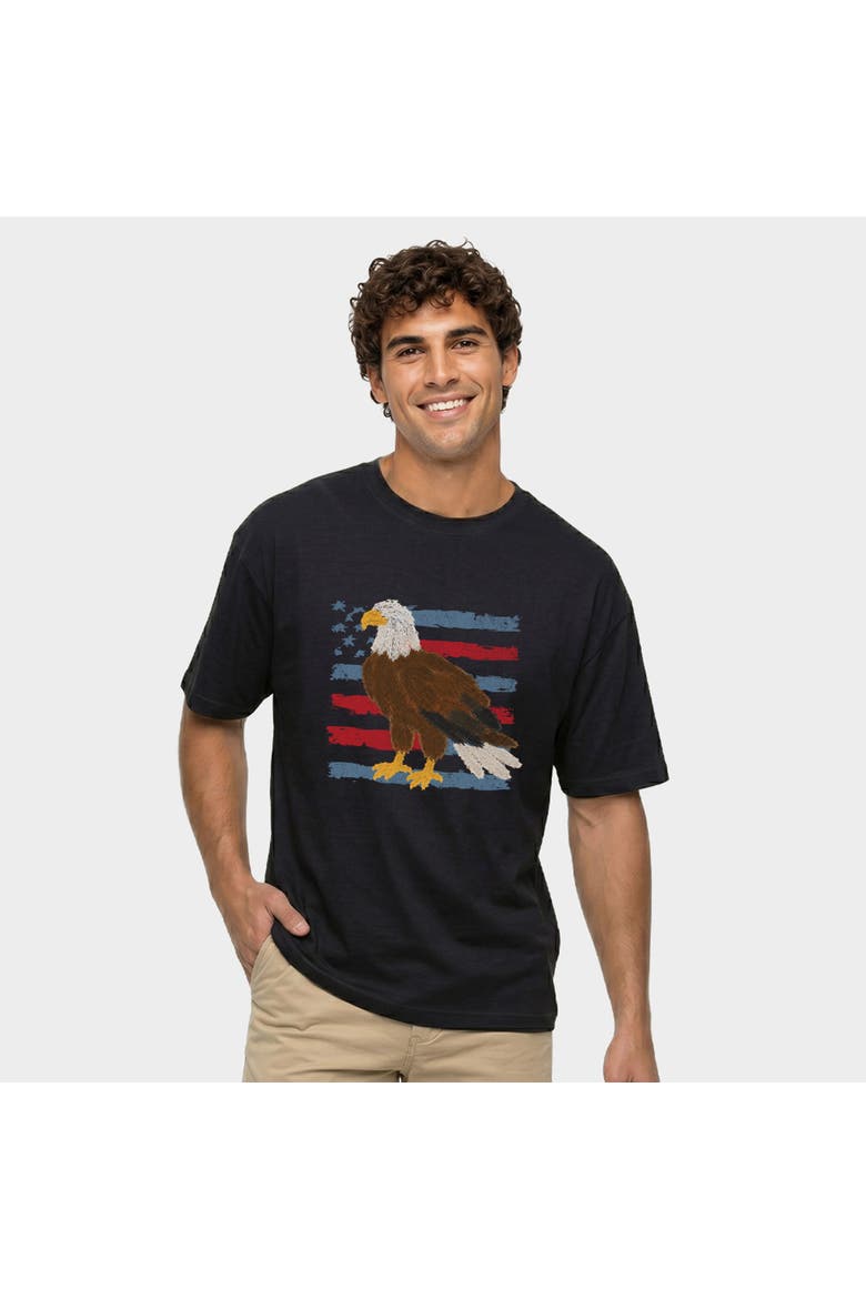 Bald Eagle Patriotic Flag Garment Dyed T-Shirt, Main, color, Black