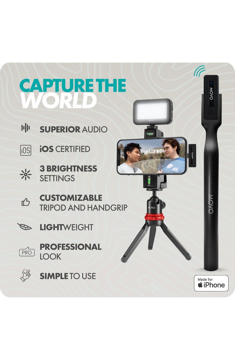 MOVO iVlogger Wireless Vlogging Kit for iPhone, Alternate, color, Black