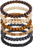 Adornia Men's Wooden Bead Stretch Bracelets