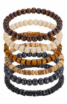 Men's Wooden Bead Stretch Bracelets