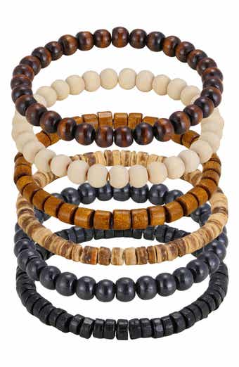Men's Wooden Bead Stretch Bracelets