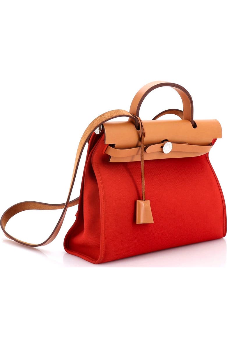 Pre-Owned Hermes Herbag Zip Leather and Toile 31, Alternate, color, Rouge Tomate