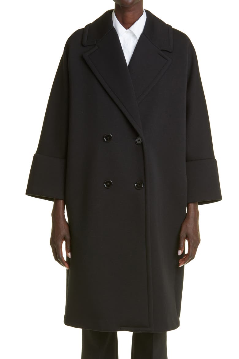 Zurca Double Breasted Coat, Main, color, BLACK