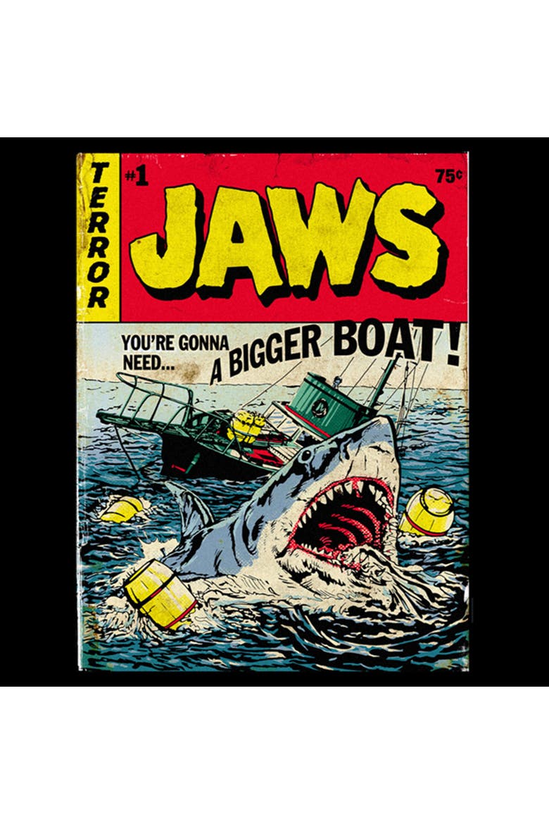 Men's Jaws Retro Comic Book Shark  Graphic T-Shirt, Alternate, color, Black