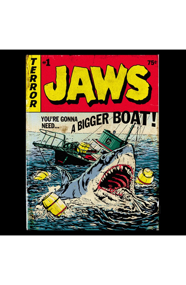 Jaws Men's Jaws Retro Comic Book Shark Graphic T-Shirt, Alternate, color, Black