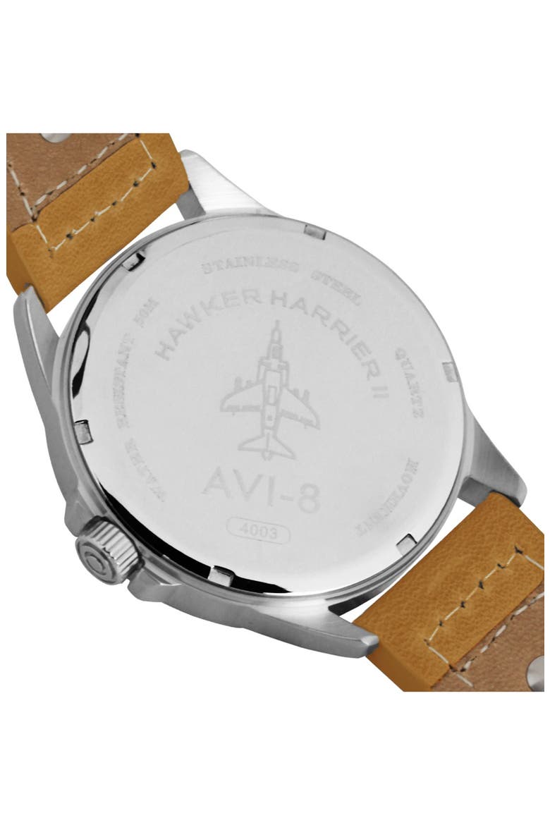 'Hawker Harrier II' Leather Strap Watch, 45mm, Alternate, color, BLACK/ TAN