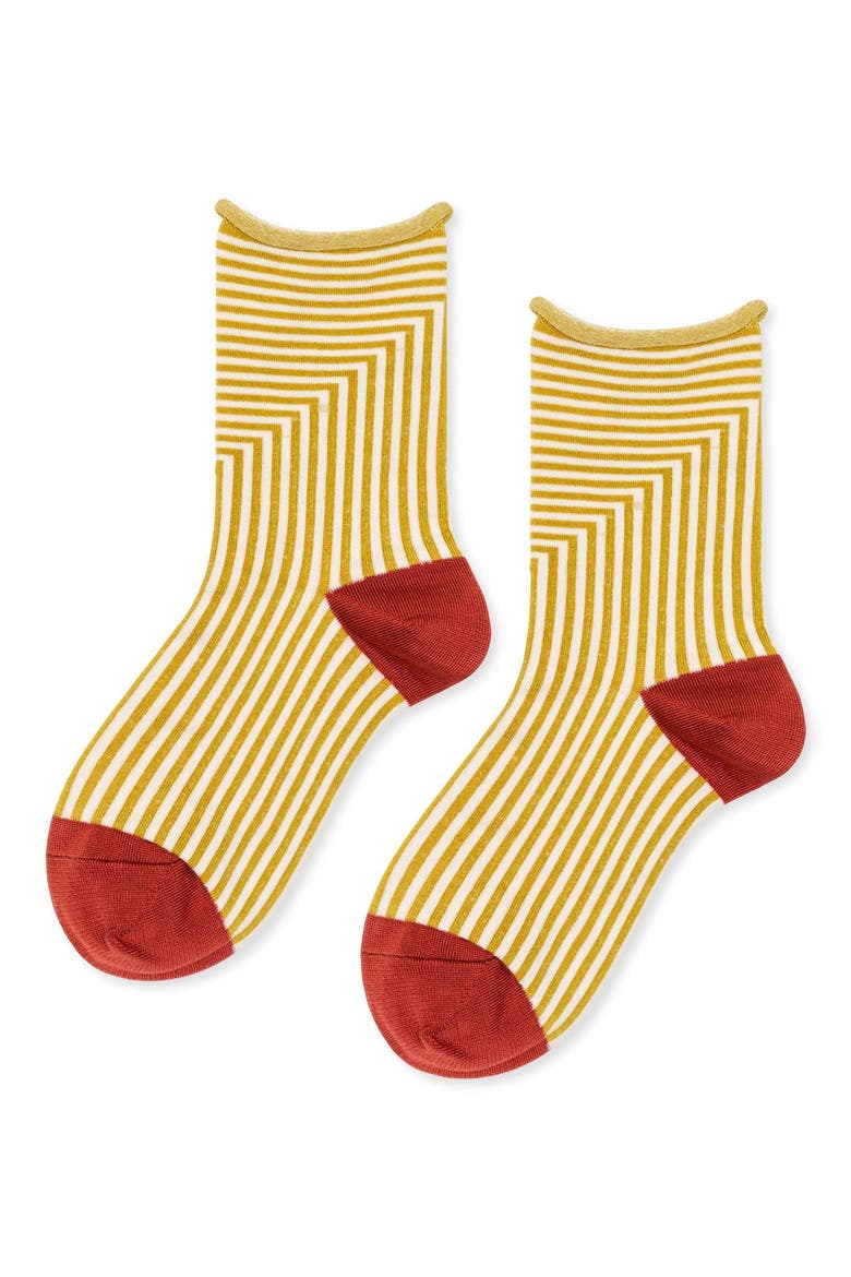 Corbusier Stripe Crew Socks, Main, color, CITRON