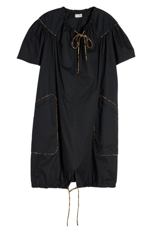 Dries Van Noten Oversize Cotton Poplin Shift Dress In Black